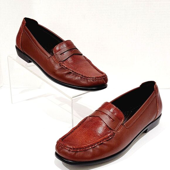 SAS Penny J Women's Slip On Loafers Sz 8.5 Brown Siena Leather Tripad Mocs Shoes - Picture 2 of 11